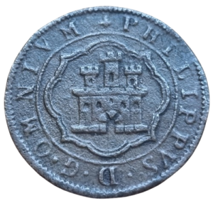 Felipe II Segovia 4 Maravedís 1598. Sin indicador de ceca ni valor. MBC