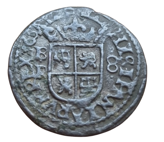 Felipe IV Burgos 8 maravedís 1662. Muy rara. Leyenda HISIPANIARVM. J&S M-15. MBC-/MBC - Imagen 2