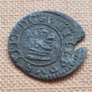 Felipe IV Burgos 4 maravedís 1663. El 3 girado