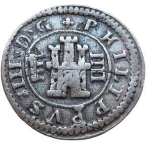 Felipe III Segovia 4 maravedís 1605/4. Sobre fecha muy rara