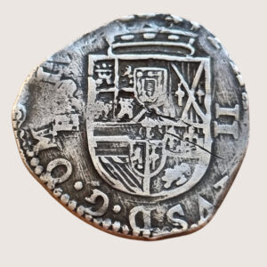 FELIPE II SEGOVIA ÁRBOL 2 REALES 1597. Muy Rara y más con fecha. Tipo OMNIVM