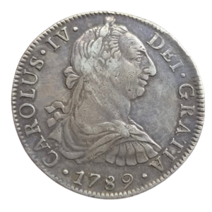 Carlos IV. México FM. 8 reales 1789. Busto Carlos III. Ag. Pes: 26,87gr. MBC