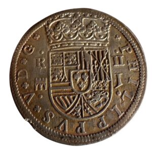 Felipe V. Segovia J. 2 reales 1717. Ag. Peso: 6,6 gr. MBC