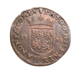 PAISES BAJOS. Jetón. Felipe II a nombre de Lalaing. Gobernador de Hainault. Año. 1575. Cu. Muy raro