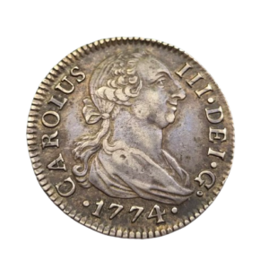Carlos III. Sevilla C.F. 2 reales 1774. Pátina Ag. Peso: 6,7 gr. EBC-