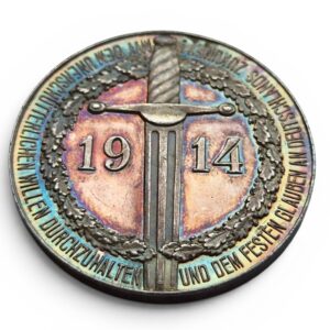 Alemania / Imperio. Guillermo II. Medalla. Año 1914. Ag. Peso:18.2 gr. SC pátina. Brillo original
