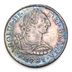 Carlos III México F.F 2 reales 1781. Ag. EBC+/SC Pátina. Brillo original. Peso: 6.74gr